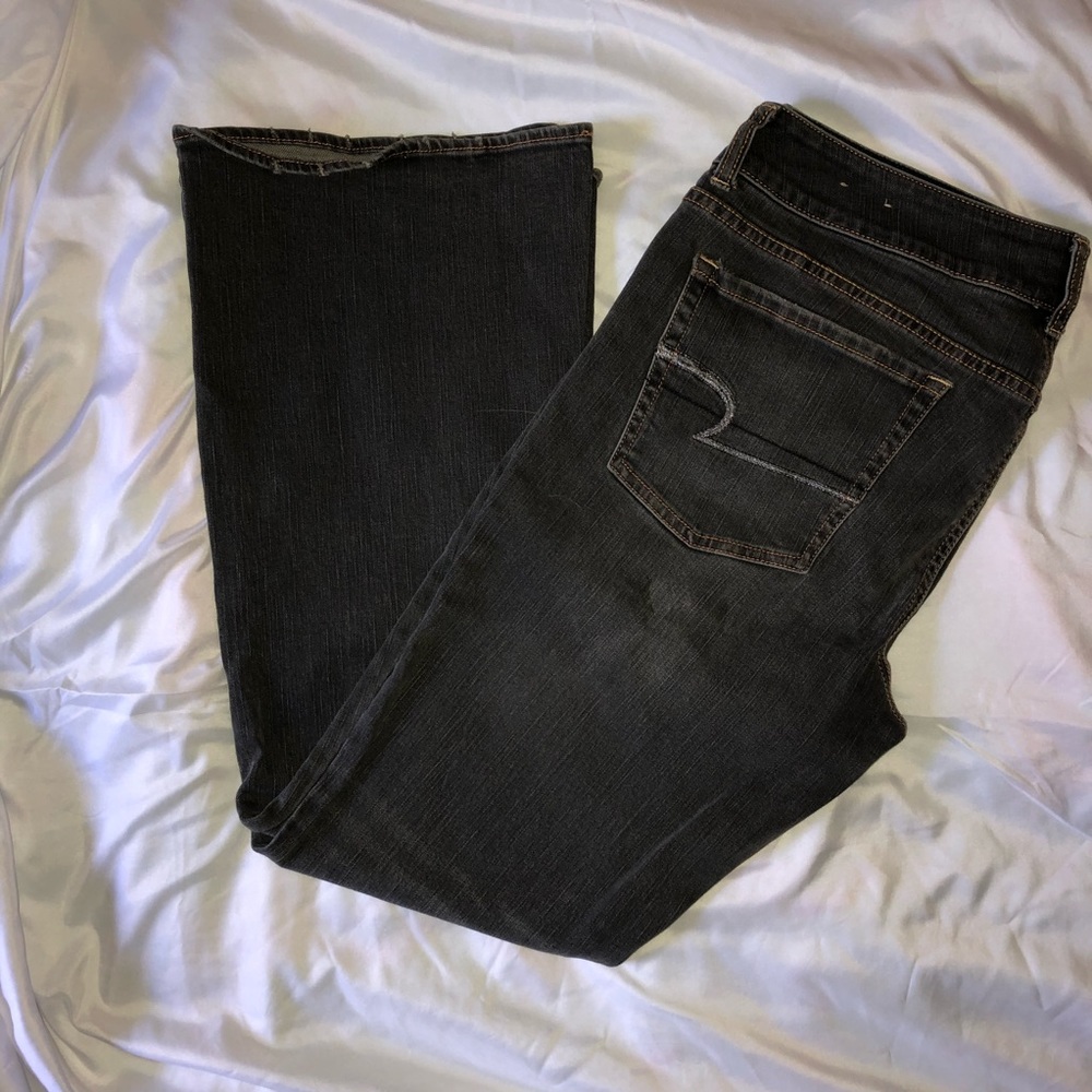Dark gray AE denim, with silver on pockets